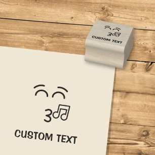 Whistling Face with Smiling Eyes Rubber Stamp