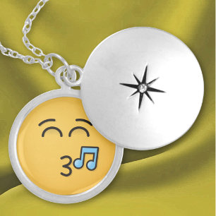 Whistling Face with Smiling Eyes Silver Plated Necklace