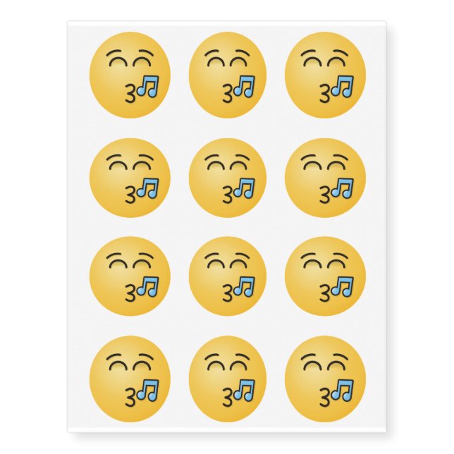 Whistling Face with Smiling Eyes Temporary Tattoos (Front)