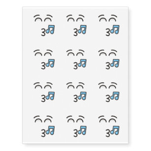 Whistling Face with Smiling Eyes Temporary Tattoos