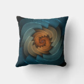 Whistling in the Dark Turquoise & Orange Abstract Throw Pillow (Back)
