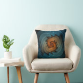 Whistling in the Dark Turquoise & Orange Abstract Throw Pillow (Chair)