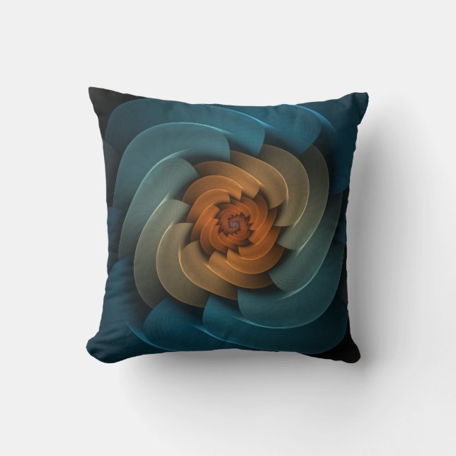 Whistling in the Dark Turquoise & Orange Abstract Throw Pillow (Front)