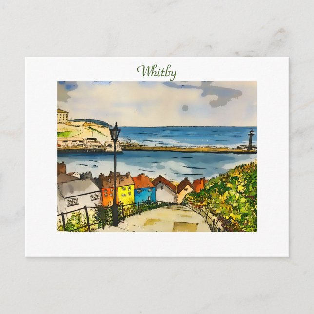 Whitby 199 Steps original Art  Postcard (Front)