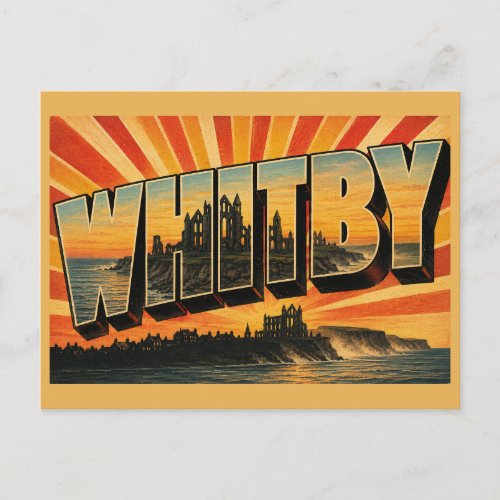 Whitby England Vintage Travel Art Postcard