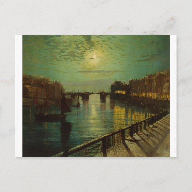 Whitby Harbor by Moonlight John Atkinson Grimshaw Postcard (Front)