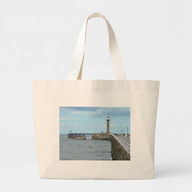 Whitby in North Yorkshire, England. Large Tote Bag (Front)