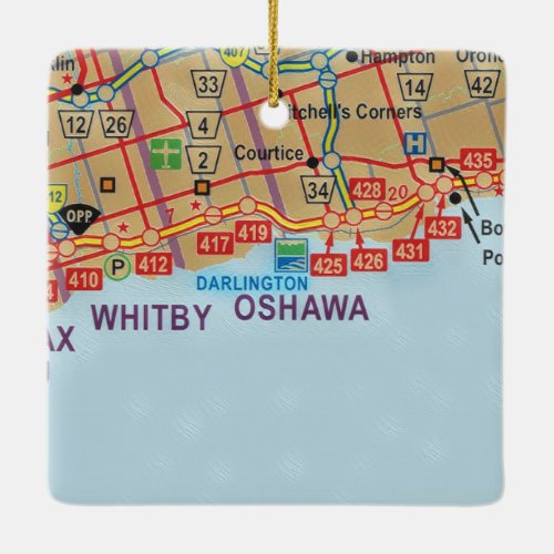 Whitby Ontario Painted Map Ceramic Ornament