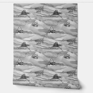 Whitby Pearl Wallpaper in muted tones of gray. Wallpaper