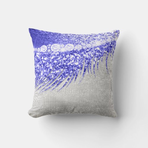 White 16th Makeup Artist Lash Cobalt Blue Gray Throw Pillow