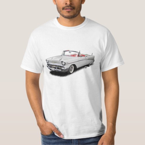White 1957 classic bel air convertible shirt