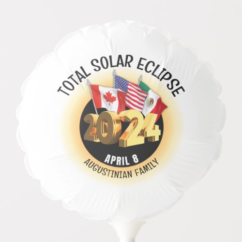 White 2024 TOTAL SOLAR ECLIPSE Flags Family Balloon
