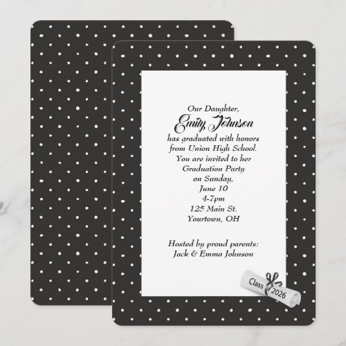 White 2026 Diploma on Polka Dot Pattern