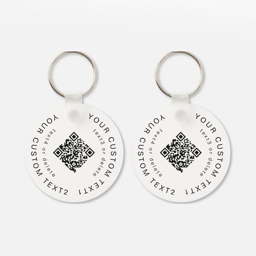 White 2 sided Company QR Code Business Branded Keychain