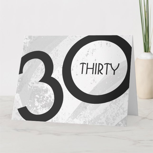 White 30 Decade Birthday Card (Front)