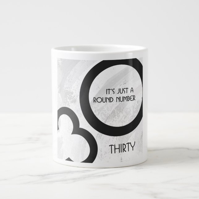 White 30 Decade Birthday Large Coffee Mug (Front)