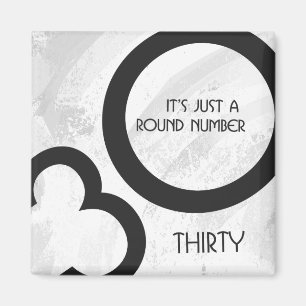 White 30 Decade Birthday Magnet