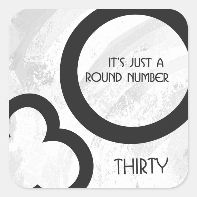 White 30 Decade Birthday Square Sticker (Front)