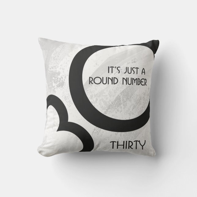 White 30 Decade Birthday Throw Pillow (Front)