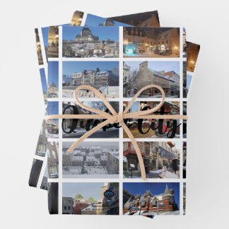 White 30 Photo Collage Grid Travel Custom Wrapping Paper Sheets