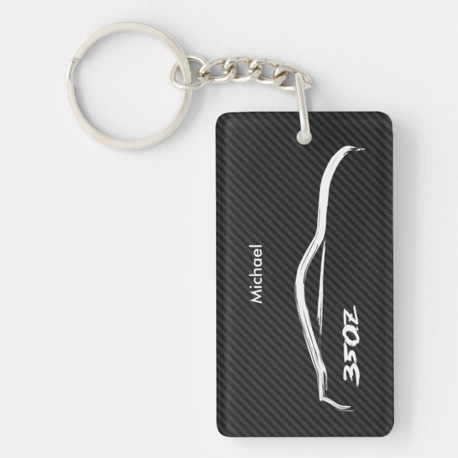 White 350Z Brushstroke Logo Keychain (Front)