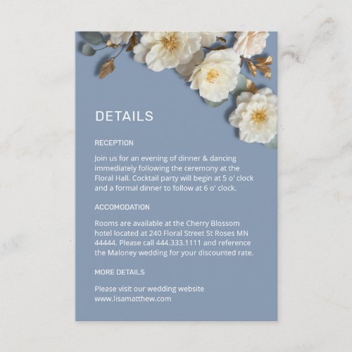 White 3 D Flowers Roses Enclosure Card