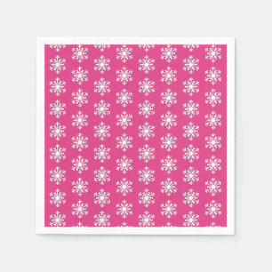 White 3-d Snowflake on Peppermint Pink Napkins