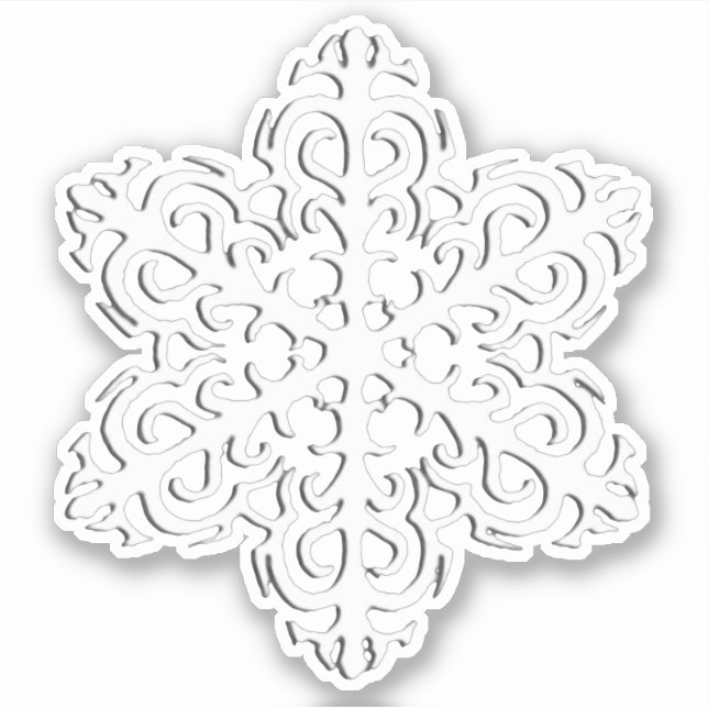 White 3-d Snowflake Sticker (Front)