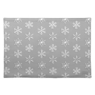 White 3-d snowflakes, Customizable Background Cloth Placemat