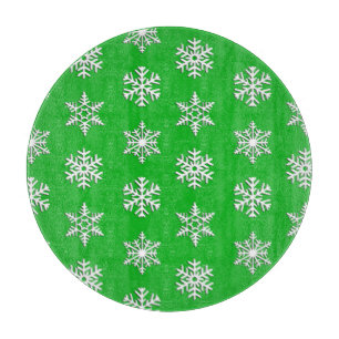 White 3-d snowflakes, Customizable Background Cutting Board