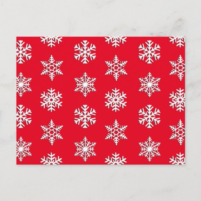 White 3-d snowflakes, Customizable Background Postcard (Front)