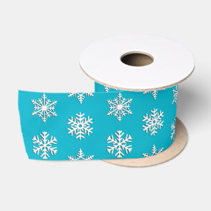 White 3-d snowflakes, Customizable Background Satin Ribbon