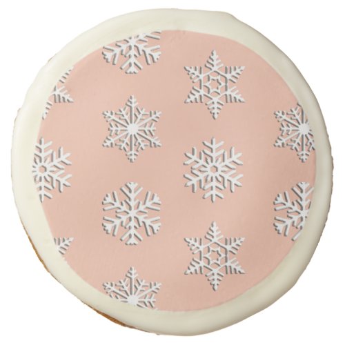 White 3_d snowflakes Customizable Background Sugar Cookie