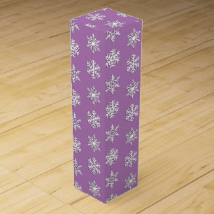 White 3-d snowflakes, Customizable Background Wine Gift Box