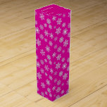 White 3-d snowflakes on a fuchsia pink background wine box<br><div class="desc">White,  3-d snowflakes against a deep fuchsia pink / magenta background,  with a raised,  3-d look</div>