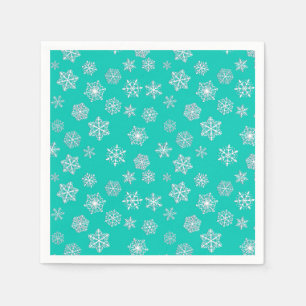White 3-d snowflakes on a turquoise background napkins