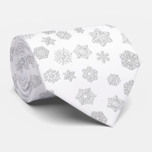 White 3-d snowflakes on a white background neck tie