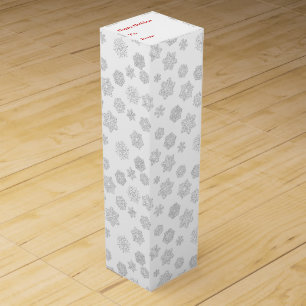 White 3-d snowflakes on a white background wine gift box