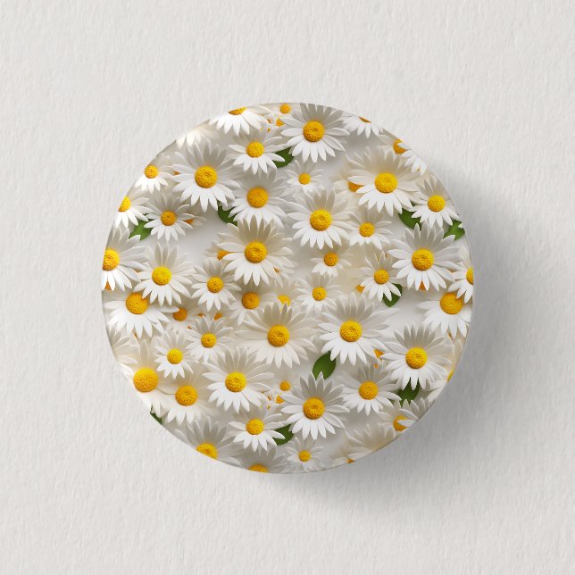 White 3D Daisy Seamless Pattern Button (Front)