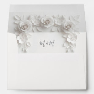 White 3D Floral Roses Wedding Envelope