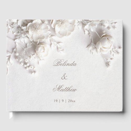 White 3D Floral Roses | Wedding Guest Book