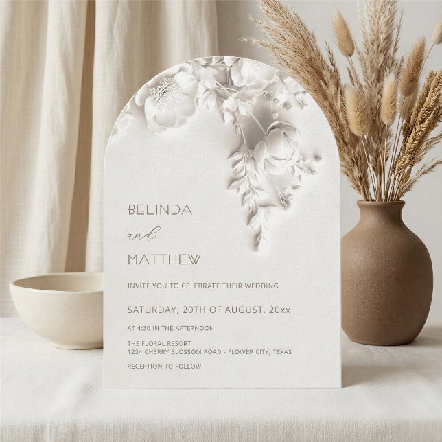White 3D Flowers Roses Casual Wedding Invitation (Creator Uploaded)
