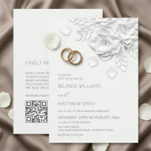 White 3D Flowers Roses Simple Wedding