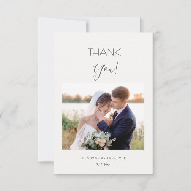 White 3D Flowers Roses Thank You Card (Front)