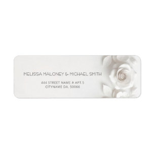 White 3D Flowers Roses Wedding Label