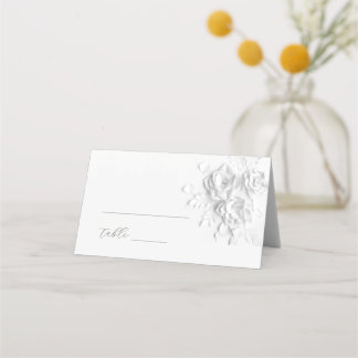 White 3D Flowers Wedding Place Card