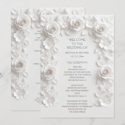 White 3D Roses Floral Arch Program