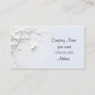 White 3D simple flower designed Business Card