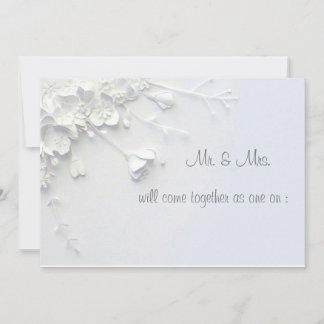 White 3D simple flower Invitation