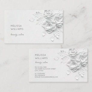 White 3D Simple Flowers Business Card